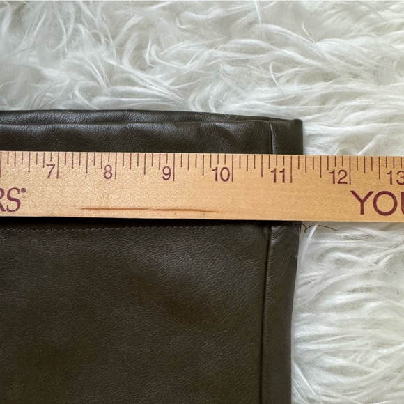 Anthro olive faux leather pant wide leg lounge pant trouser style elastic waist - Picture 9 of 11